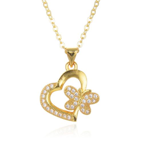 Cubic Zircon Micro Pave Brass Necklace, with 5cm extender chain, micro pave cubic zirconia & for woman & hollow, more colors for choice, Sold By PC