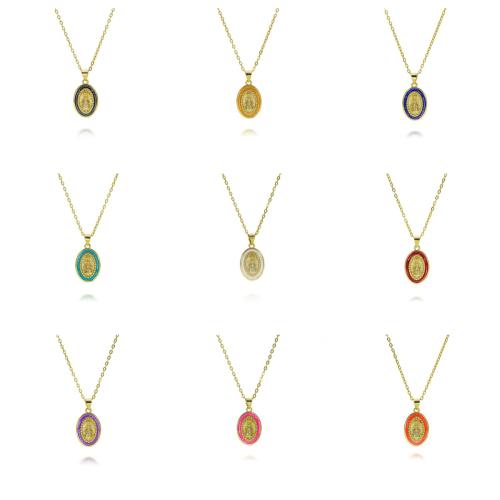 Brass Necklace, with 5cm extender chain, 18K gold plated, fashion jewelry & for woman & enamel, Length:45 cm, Sold By PC