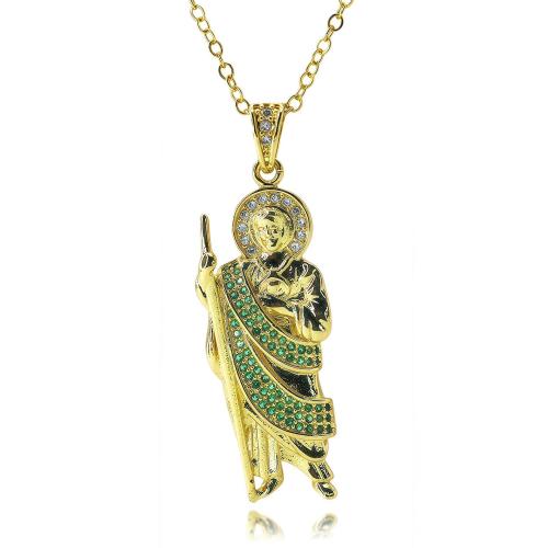 Cubic Zircon Micro Pave Brass Necklace, with 5cm extender chain, gold color plated, different styles for choice & micro pave cubic zirconia & for woman & enamel, Length:45 cm, Sold By PC