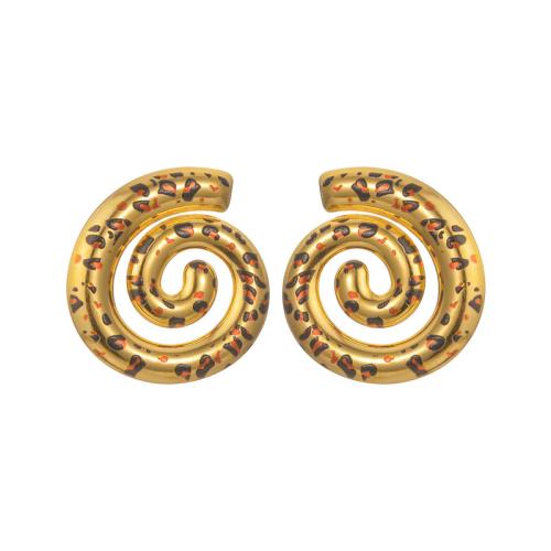 Stainless Steel Stud Earrings, 304 Stainless Steel, plated, different styles for choice & for woman & enamel, golden, Sold By Pair