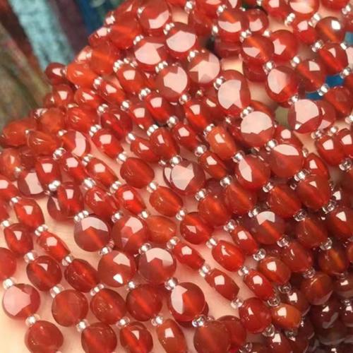 Natural Red Agate Beads, Flat Round, DIY, 5x8mm, Sold Per Approx 35-40 cm Strand