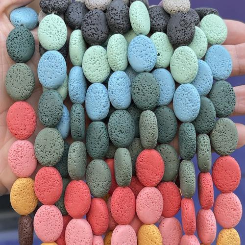 Abalorios de Lava, Redondo Aplanado, Bricolaje, multicolor, 17x13.50mm, aproximado 22PCs/Sarta, Vendido por Sarta