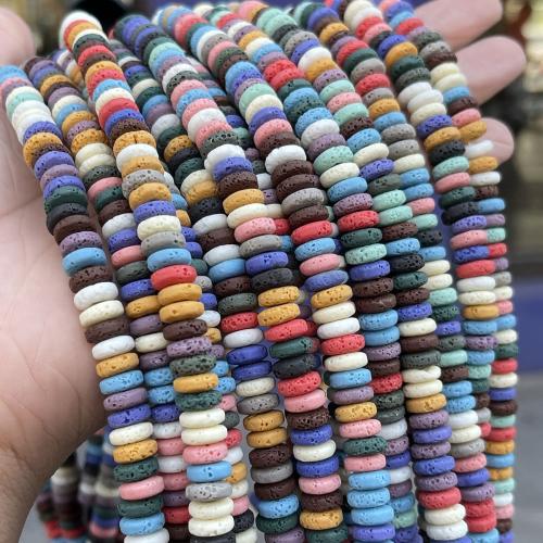 Perles de lave naturelle, lave volcanique, DIY, multicolore, 8mm, Environ 118PC/brin, Vendu par brin