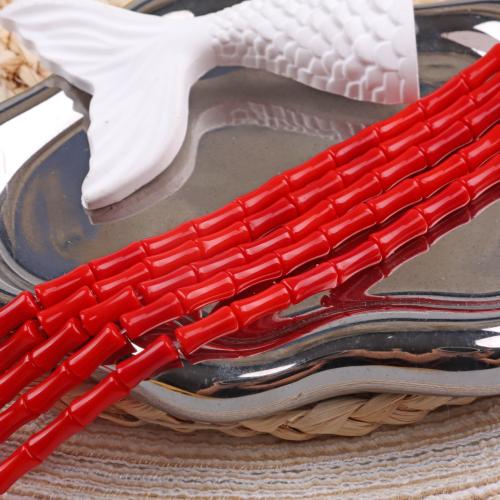 Abalorios de Coral Sintético, Bricolaje, Rojo, 6x12mm, Vendido para 38 cm Sarta