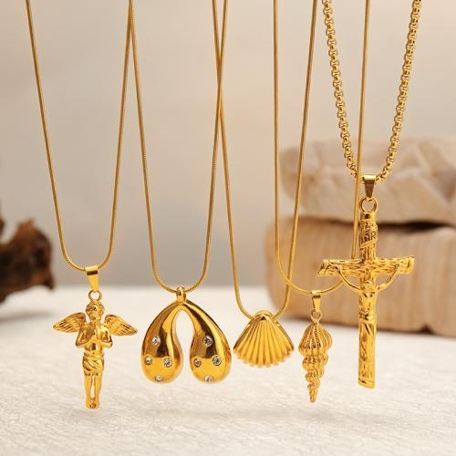 Stainless Steel Jewelry Necklace, 304 Stainless Steel, gold color plated, fashion jewelry, golden, Sold By PC