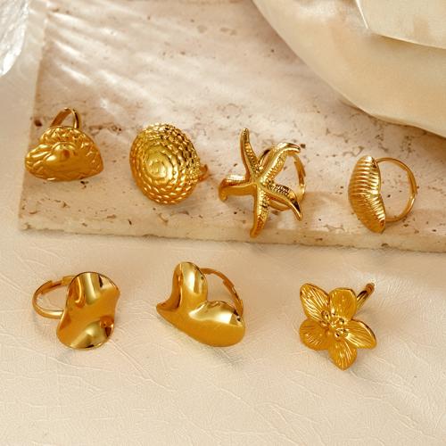 Stainless Steel Finger Ring, 304 Stainless Steel, gold color plated, fashion jewelry, golden, Sold By PC