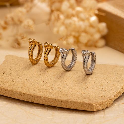 Stainless Steel Huggie Hoop Earring, 304 Stainless Steel, Snake, plated, fashion jewelry, more colors for choice, Sold By Pair