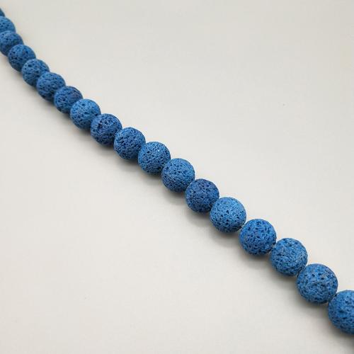 Abalorios de Lava, pulido, Bricolaje & diverso tamaño para la opción, azul, agujero:aproximado 1mm, Vendido para aproximado 38 cm Sarta