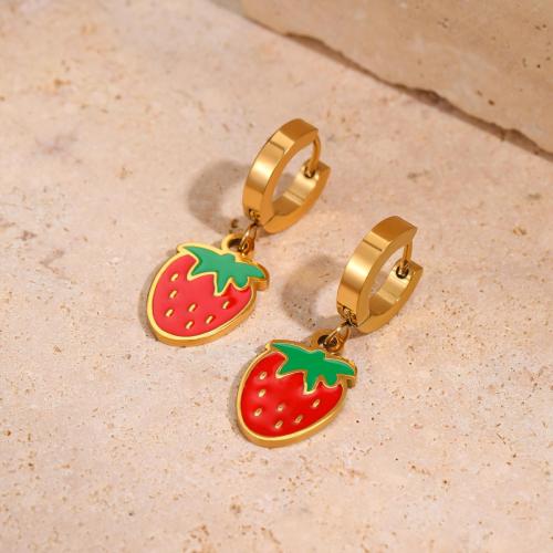Stainless Steel Drop Earring, 304 Stainless Steel, plated, different styles for choice & for woman & enamel, golden, Sold By Pair