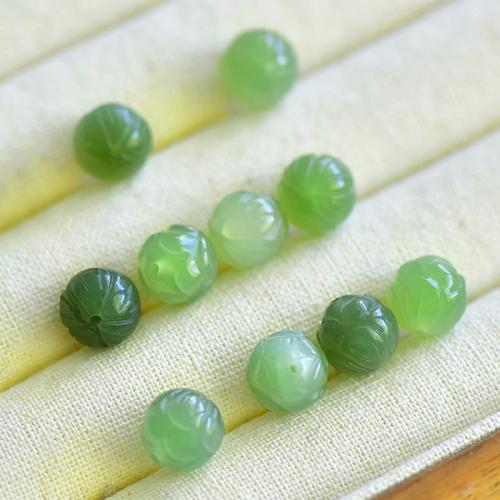 Perles en jade, Hetian Jade, Lotus, gravé, Naturel & DIY, plus de couleurs à choisir, 10mm, Trou:Environ 1mm, Vendu par PC