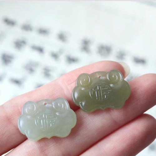 Colgantes de Jade, Hetian Jade, Cierradura, Tallado, Bricolaje, más colores para la opción, 22x15mm, Vendido por UD