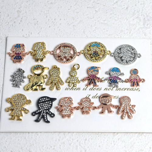 Цирконий Micro Pave Латунный разъем, Латунь, Другое покрытие, DIY & инкрустированное микро кубического циркония, Много цветов для выбора, не содержит никель, свинец, 110x70x60mm, 3ПК/сумка, продается сумка