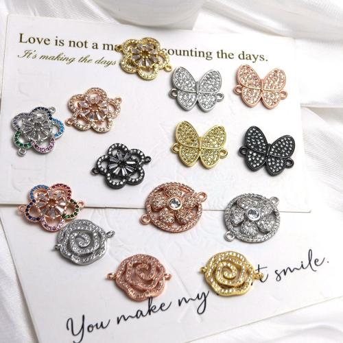 Цирконий Micro Pave Латунный разъем, Латунь, Другое покрытие, DIY & инкрустированное микро кубического циркония, Много цветов для выбора, не содержит никель, свинец, 110x70x60mm, 3ПК/сумка, продается сумка