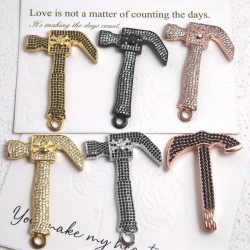 Cúbicos Circonia Colgante Latón Micro pavimenta, metal, hacha, chapado, Bricolaje & micro arcilla de zirconia cúbica, más colores para la opción, libre de níquel, plomo & cadmio, 110x80x70mm, 3PCs/Bolsa, Vendido por Bolsa