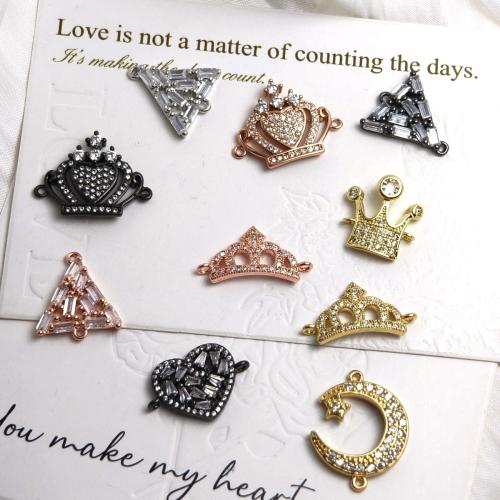 Цирконий Micro Pave Латунный разъем, Латунь, Другое покрытие, DIY & инкрустированное микро кубического циркония, Много цветов для выбора, не содержит никель, свинец, 110x70x60mm, 3ПК/сумка, продается сумка