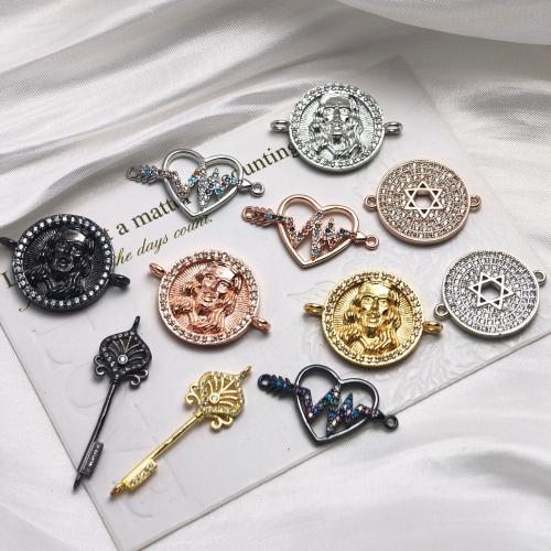 Цирконий Micro Pave Латунный разъем, Латунь, Другое покрытие, DIY & инкрустированное микро кубического циркония, Много цветов для выбора, не содержит никель, свинец, 110x70x60mm, 3ПК/сумка, продается сумка