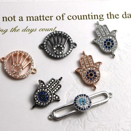 Цирконий Micro Pave Латунный разъем, Латунь, Другое покрытие, DIY & инкрустированное микро кубического циркония, Много цветов для выбора, не содержит никель, свинец, 110x70x60mm, 3ПК/сумка, продается сумка