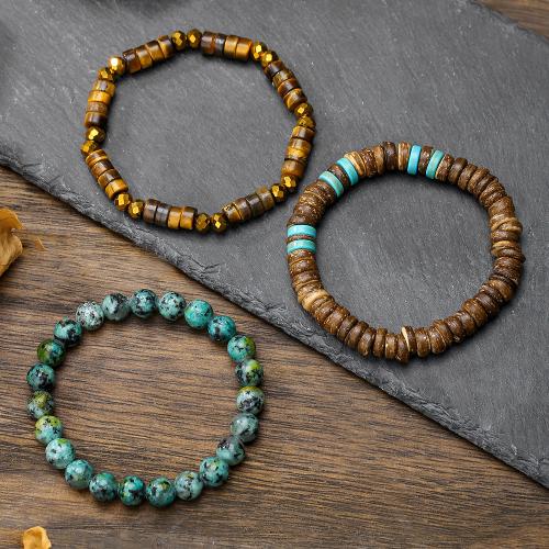 Pulsera de Turquesa, madera, con turquesa & metal, chapado, Joyería & multicapa, más colores para la opción, libre de níquel, plomo & cadmio, Vendido por Set