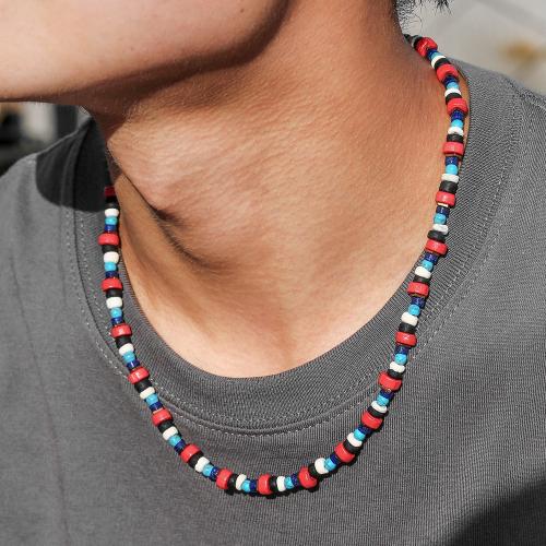 Natural Gemstone Necklace, Natural Stone, with Wood & Tibetan Style, gold color plated, fashion jewelry, more colors for choice, Sold By PC