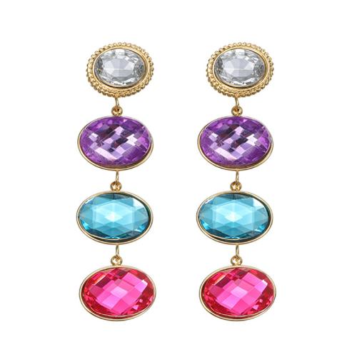 Stainless Steel Drop Earring, 304 Stainless Steel, with Cubic Zirconia, gold color plated, fashion jewelry & for woman, multi-colored, Sold By Pair