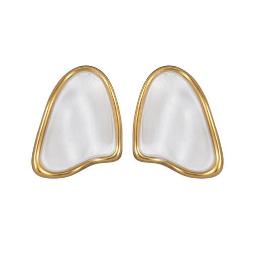 Stainless Steel Stud Earrings, 304 Stainless Steel, plated, fashion jewelry & for woman & enamel, more colors for choice, Sold By Pair