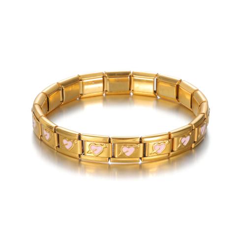 Stainless Steel Jewelry Bracelet, 304 Stainless Steel, gold color plated, handmade & for woman & enamel, more colors for choice, Sold By PC