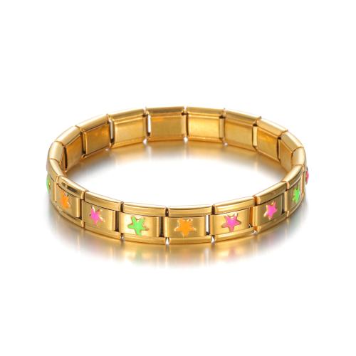 Stainless Steel Jewelry Bracelet, 304 Stainless Steel, gold color plated, handmade & for woman & enamel, more colors for choice, Sold By PC