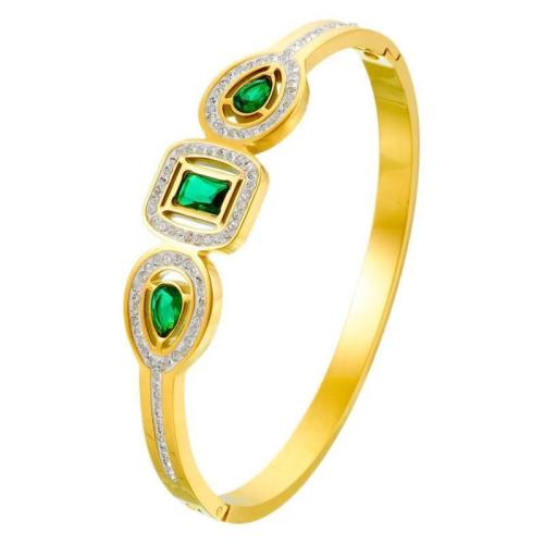 Stainless Steel Bangle, 304 Stainless Steel, plated, fashion jewelry & for woman & with rhinestone, more colors for choice, Inner diameter :60mm, Sold By PC