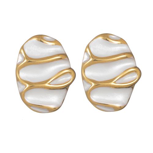 Stainless Steel Stud Earrings, 304 Stainless Steel, plated, fashion jewelry & for woman & enamel, more colors for choice, Sold By Pair