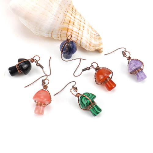 Natural Gemstone Earrings, with brass wire & Tibetan Style, handmade, fashion jewelry & different materials for choice & for woman, Sold By Pair