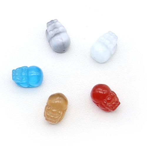 Perles de bijoux oeil de chat, crane, DIY, Couleur aléatoire, 13x18mm, Vendu par PC