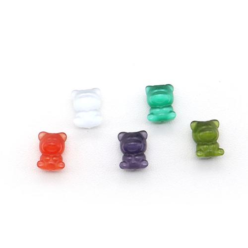 Perles de bijoux oeil de chat, ours, DIY, Couleur aléatoire, 13x17mm, Vendu par PC