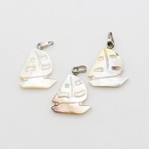 Shell Pendants, White Lip Shell, with Wax Cord & Iron, Ship, fashion jewelry, mixed colors, 17x21mm, Sold By PC