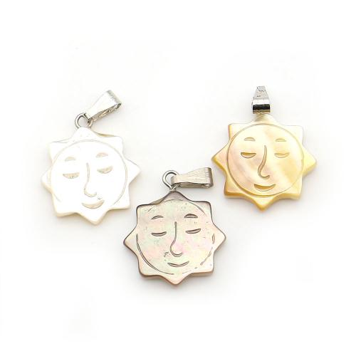 Shell Pendants, Natural Seashell, with Wax Cord & Iron, Sun, DIY, more colors for choice, 18x20mm, Sold By PC