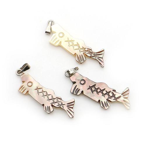 Подвески из ракушек, Черная-Лип-Шелл, с Восковой шнур & Железо, Рыба, DIY, разноцветный, 12x34mm, длина:45 см, продается PC