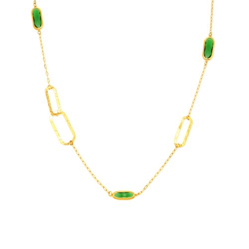 Stainless Steel Jewelry Necklace, 304 Stainless Steel, with Glass, plated, fashion jewelry & for woman, more colors for choice, Sold By PC