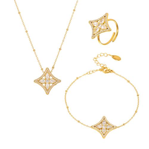 Наборы ювелирных украшений из нержавеющей стали, Нержавеющая сталь 304, Другое покрытие, разные стили для выбора & инкрустированное микро кубического циркония & Женский, продается PC