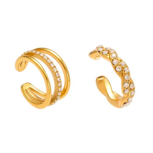 304 Stainless Steel Earring Clip, plated, different styles for choice & micro pave cubic zirconia & for woman, Sold By PC