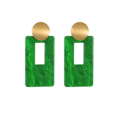 Acrylic Jewelry Earring, 304 Stainless Steel, with Acrylic, Square, plated, fashion jewelry & for woman, golden, Sold By Pair