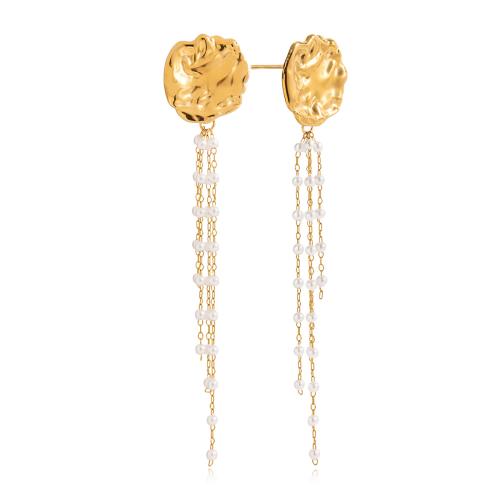 Fashion Fringe Earrings, 304 Stainless Steel, with Acrylic, plated, fashion jewelry & for woman, golden, Sold By Pair