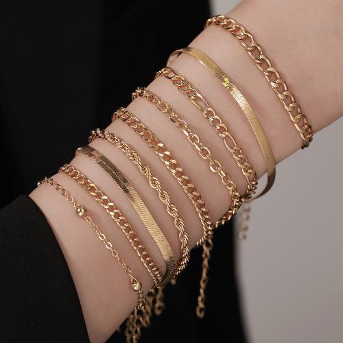 Iron Bracelet, gold color plated, fashion jewelry, more colors for choice, 9PCs/Set, Sold By Set