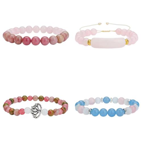 Bracelets de pierres précieuses, Pierre naturelle, Placage de couleur d'or, bijoux de mode, plus de couleurs à choisir, Vendu par sac