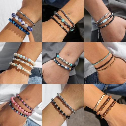 Bracelets de pierres précieuses, alliage de zinc, avec Pierre naturelle, Placage de couleur d'or, bijoux de mode & multicouche, plus de couleurs à choisir, Vendu par fixé