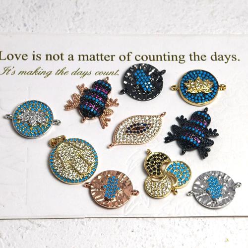 Цирконий Micro Pave Латунный разъем, Латунь, Другое покрытие, DIY & инкрустированное микро кубического циркония, Много цветов для выбора, не содержит никель, свинец, 110x80x70mm, 3ПК/сумка, продается сумка