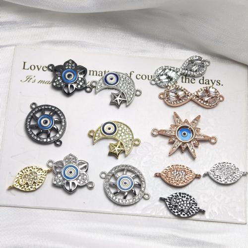 Цирконий Micro Pave Латунный разъем, Латунь, Другое покрытие, DIY & инкрустированное микро кубического циркония, Много цветов для выбора, не содержит никель, свинец, 110x70x60mm, 3ПК/сумка, продается сумка