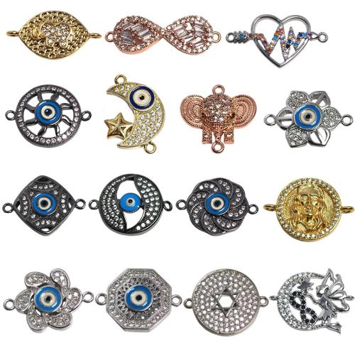 Цирконий Micro Pave Латунный разъем, Латунь, Другое покрытие, DIY & инкрустированное микро кубического циркония, Много цветов для выбора, не содержит никель, свинец, 3ПК/сумка, продается сумка