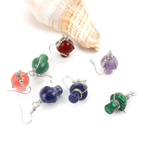 Natural Gemstone Earrings, with brass wire & Tibetan Style, handmade, fashion jewelry & different materials for choice & for woman, Sold By Pair