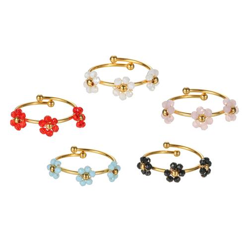 Crystal Stainless Steel Finger Ring, 304 Stainless Steel, with Crystal, gold color plated, fashion jewelry & for woman, more colors for choice, Sold By PC