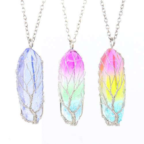 Crystal Necklace, with Iron, handmade, fashion jewelry & different styles for choice & for woman, multi-colored, Sold By PC