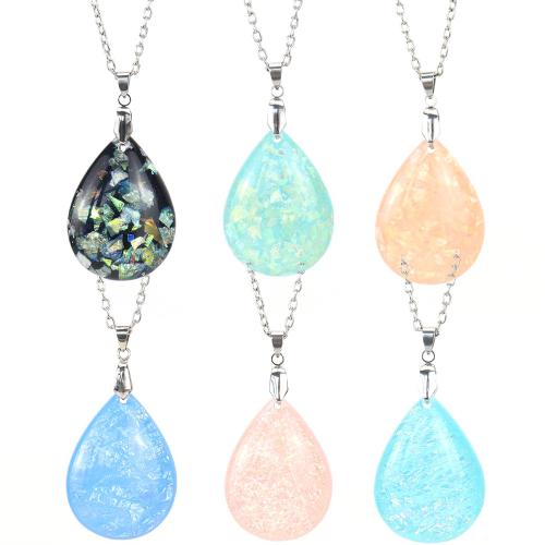 Resin Necklace, with Iron, plated, fashion jewelry & different styles for choice & for woman, more colors for choice, Sold By PC